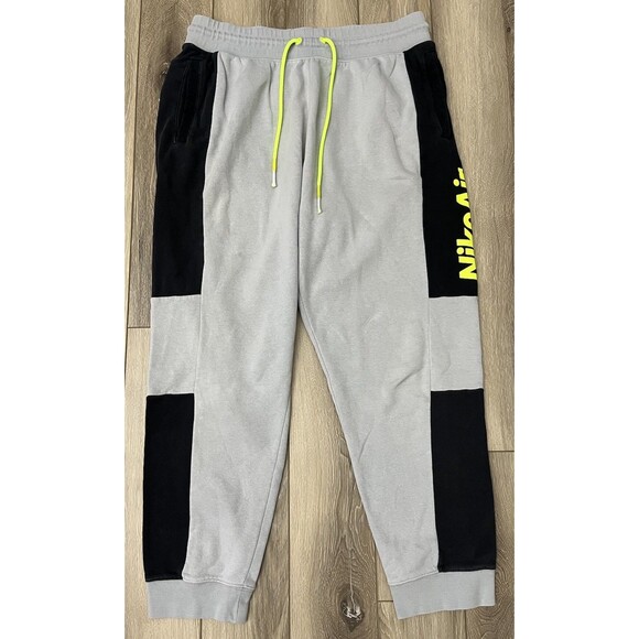 Nike Air Gray Colorblock Sweatpants Joggers Mens Size Large Zip Pocket - Picture 2 of 9